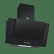 Angled Chimney Cooker Hood with Carbon Filters &amp;amp; LED Lamp - Black Glass image