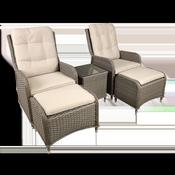 Chester Rattan Wicker Outdoor Recliner Loungers &amp;amp; Table Set 5pc image