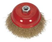 125mm Brassed Steel Crimped Wire Cup Brush M14 x 2mm image