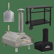 Wood-Fired Pizza Oven, Pizza Peel, Cover &amp;amp; Plancha Trolley 14" - Stainless Steel