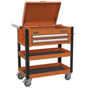 Superline PRO(R) Heavy-Duty Mobile Tool &amp;amp; Parts Trolley with Lockable Top &amp;amp; 2 Drawers - Orange image