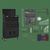 American PRO(R) Topchest &amp;amp; Rollcab Combination 6 Drawer with 170pc Tool Kit - Black image
