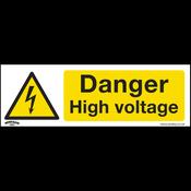 Danger High Voltage Safety Sign, Self-Adhesive Vinyl - Pack of 10 image