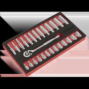 Ratchet Wrench &amp;amp; Socket Set 1/4"Sq Drive 27pc image