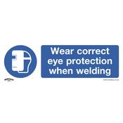 Wear Eye Protection When Welding Safety Sign, Self-Adhesive Vinyl - Pack of 10 image