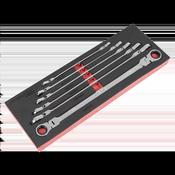 Extra-Long Flexi-Head Double End Ratchet Ring Spanner Set 6pc image