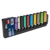 Deep Multi-Coloured Socket Set 3/8"Sq Drive 10pc image