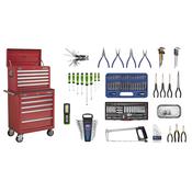 Superline PRO(R) Topchest &amp;amp; Rollcab Combination 10 Drawer with 148pc Tool Kit - Red image