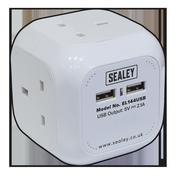 1.4m Extension Cable Cube 4 x 230V &amp;amp; 2 x USB - White image
