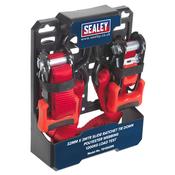 Slide Ratchet Strap Polyester Webbing with S-Hooks 32mm x 3m 1200kg Breaking Strength image