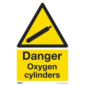 Danger Oxygen Cylinders Safety Sign, Self-Adhesive Vinyl - Pack of 10 image