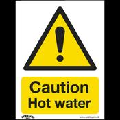 Caution Hot Water Safety Sign - Self-Adhesive Vinyl image