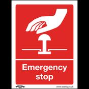 Emergency Stop Safety Sign - Self-Adhesive Vinyl image