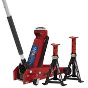 Standard Chassis Trolley Jack 3 Tonne with Axle Stands (Pair) 3 Tonne Capacity per Stand image