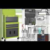 American PRO(R) Topchest &amp;amp; Rollcab Combination 6 Drawer with 170pc Tool Kit - Green/Grey image