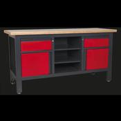 Workbench with 2 Drawers, 2 Cupboards &amp;amp; Open Storage