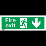 Fire Exit (Down) Safety Sign - Rigid Plastic image