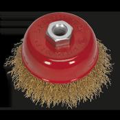 75mm Brassed Steel Crimped Wire Cup Brush M14 x 2mm image
