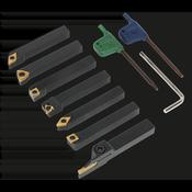 Indexable Lathe Turning Tool Set 10mm 7pc image