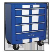 Retro Style Rollcab 4 Drawer - Blue with White Stripes