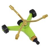 3-Arm Brass Sprinkler with Metal Wheeled Base image