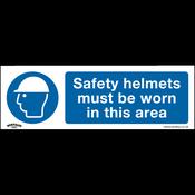 Safety Helmets Must Be Worn In This Area Safety Sign, Self-Adhesive Vinyl - Pack of 10 image