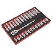 Ratchet Wrench &amp;amp; Socket Set 1/2"Sq Drive 27pc image