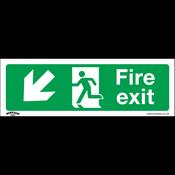 Fire Exit (Down Left) Safety Sign - Rigid Plastic image