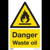 Warning Safety Sign - Danger Waste Oil - Self-Adhesive Vinyl image