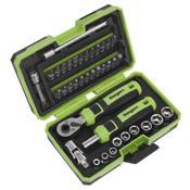 Siegen Socket &amp;amp; Bit Set 1/4"Sq Drive 38pc