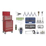 Superline PRO(R) Topchest &amp;amp; Rollcab Combination 15 Drawer with 148pc Tool Kit - Red image