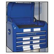 Retro Style Topchest 4 Drawer - Blue with White Stripes image