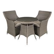 Chester Rattan Wicker Outdoor Dining Set with Tempered Glass Tabletop 3pc image