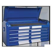Retro Style Wide Topchest 4 Drawer - Blue with White Stripes image