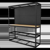 Heavy-Duty Modular Workbench with Racking &amp;amp; Pegboard 300kg Capacity Per Level image