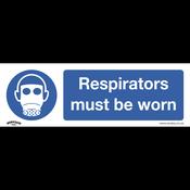 Respirators Must Be Worn Safety Sign - Self-Adhesive Vinyl image
