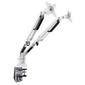 Adjustable Double Monitor Arm with 360 deg Rotation - White image