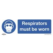 Respirators Must Be Worn Safety Sign, Self-Adhesive Vinyl - Pack of 10 image