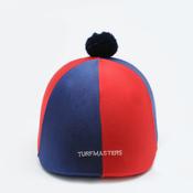 Turfmasters Lycra Hat Silk with Pom Pom - Navy\Red image