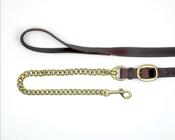 Mackeys Classic Leather Lead with Chain Black - Black