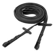 Schockemöhle Hook &amp; Stud Reins - Black Silver - Silver / Brown image