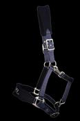 TRI Equestrian Fleece Nylon Headcollar - Navy Silver - Cob image