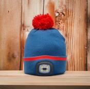 Equestrian Reflective LED Light Bobble Hat - Navy &amp; Red image