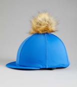 Premier Equine Jersey Hat - Silk Faux Fur Pom - Blue image