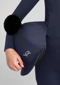 Aztec Diamond Young Rider Faux-Fur Pom Lycra Riding Hat Silk - Blue image