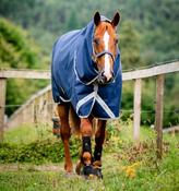 Amigo Horseware Bravo Twelve Plus Heavyweight 400g Turnout Rug with Hood - Navy/Grey/Silver - 4ft image