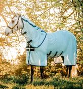 Amigo Horseware Bug Buster Breathable Mesh Fly Rug with Belly Flap - Chalk/Navy/Blue Haze - 5ft3in image