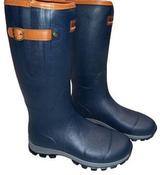 Breeze Up Heath Neoprene Lined Rubber Wellington Boots - Olive Green - UK 8 / EU 42 / Navy image