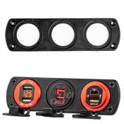 Triple Mounting Plate for USB Ports, Cigarette Lighters or Voltmeters image