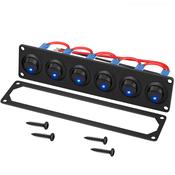6 Way Switch Panel with Blue LED Rocker Switches